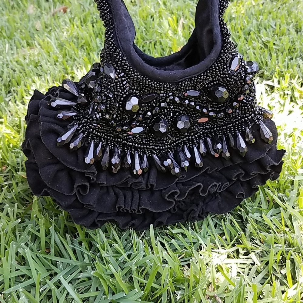 Black beaded Mary Frances evening bag